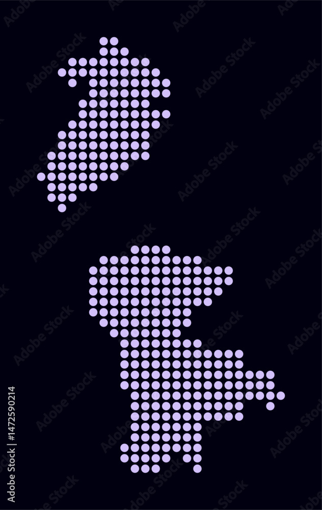 Poster macao dotted map. digital style map of the country on dark background. macao shape with circle dots.