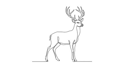 Fototapeta premium Standing Deer Continuous Line Art Minimalist Design