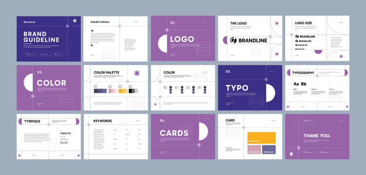 Brand Guidelines identity presentation. Logo Guideline template. Landscape Brand Guidelines. Vector illustration.