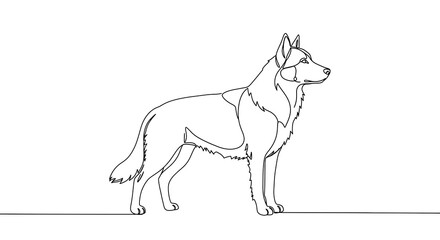 Fototapeta premium Standing Dog Line Art Illustration Pet Animal Design