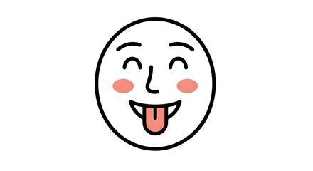 Obraz premium Funny Face Sticking Tongue Out Cute Emoji Style Design