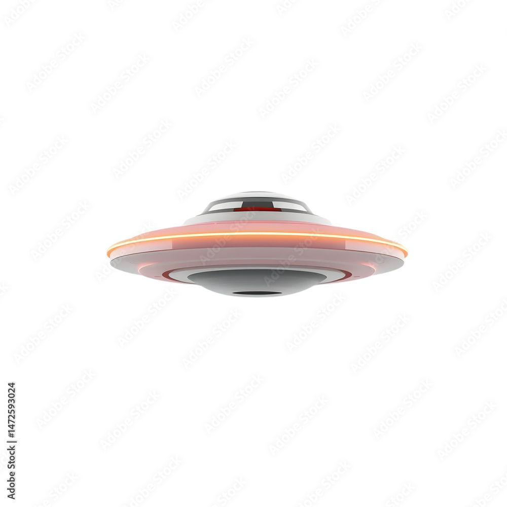 Poster isolated ufo object image, disk shaped craft with neon lights, modern technology concept. alien spac