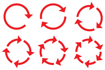 Circle arrow icon. Refresh and reload arrow icon. Rotation vector arrows set. Vector illustration.