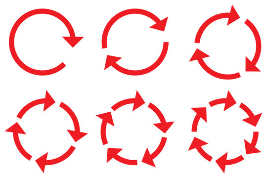 Circle arrow icon. Refresh and reload arrow icon. Rotation vector arrows set. Vector illustration.