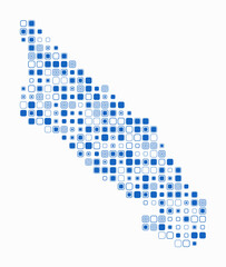 Aruba, shape of the country build of colored cells. Digital style map of the Aruba on white background. Large size rounded square blocks. Abstract vector illustration.