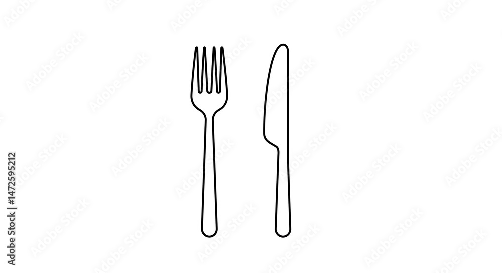 Poster fork and knife line art simple minimalist design