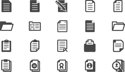 Document Icons: A collection of various document icons designed in a clean, minimalist style for a range of professional applications.