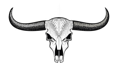 Obraz premium Tribal Longhorn Skull Illustration
