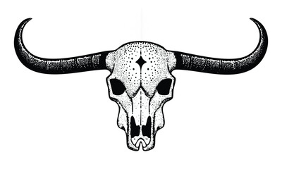 Cowboy Style Longhorn Skull Art
