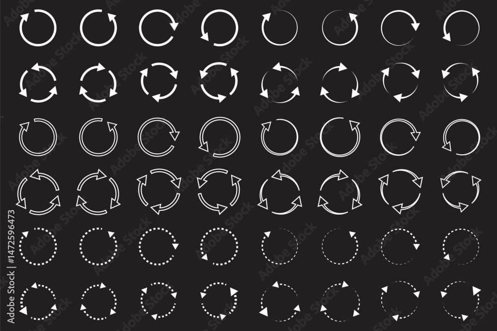 Aufkleber circle arrow icon set. circular arrow icon, refresh, reload. set of circle arrows rotating . on whit