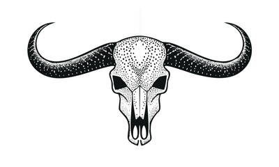 Fototapeta premium Monochrome Longhorn Skull Tattoo