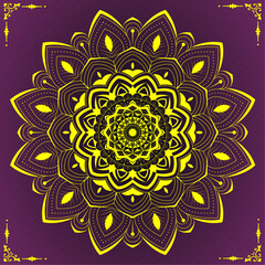 Mandala Pattern with Ornamental Symmetry | Creative Decorative Mandala Artwork with Symmetrical Floral Details for Zen Art, Home Decor, Stationery, Card with dark magenta colour 