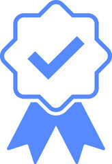 Blue check mark tick verification icon symbol vector. Verified check mark badge. Verification icons set. Verified authentication symbol. Certified badge.