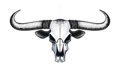 Obraz premium Longhorn Steer Skull Vector Illustration
