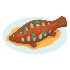 Grilled grouper fish with sauce