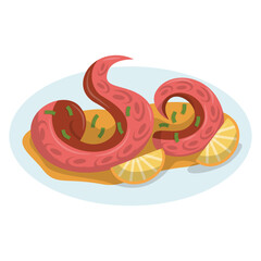 Grilled octopus tentacles with lemon