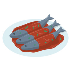 Sardine fish in red sauce