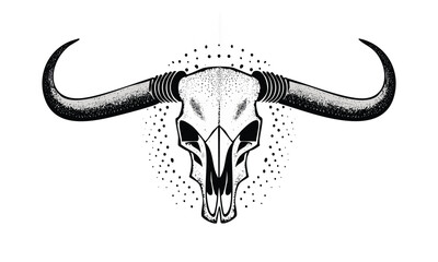 Obraz premium Tattoo Style Texas Longhorn Skull