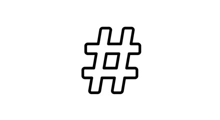 Obraz premium Hashtag Symbol Graphic Black Outline on White Background