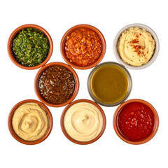  Global Dipping Sauce Sampler – Overhead View of Assorted Condiments in Bowls
