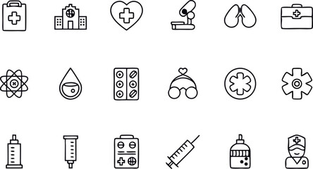 hospital outline icon set  collection of vaccinati.eps