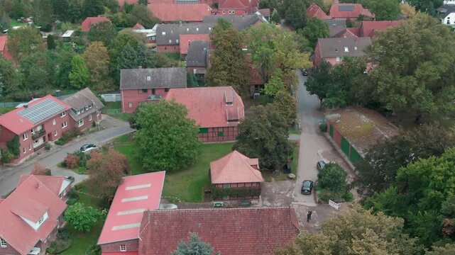 Drone View of a Modern Farm in Europe &ndash; Aerial Footage of Agricultural Buildings and Farmland