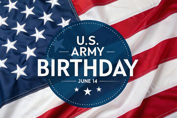 U.S. Army Birthday Banner – Patriotic Design with American Flag Elements, Stars and Stripes, Bold Typography, and Camouflage Background  June 14th Military Celebration  Generative AI