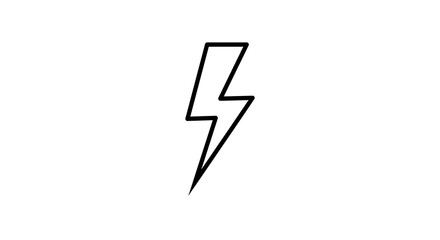 Lightning Bolt Simple Outline Design on White Background