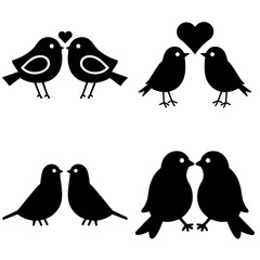 Loving Birds A Black and White Silhouette