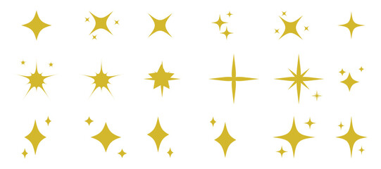 Star icons. Twinkling stars. Sparkles, shining burst. Christmas vector symbols isolated. Retro futuristic sparkle icons collection. collection of star icons in vector, shining icons, shiny, sparkling