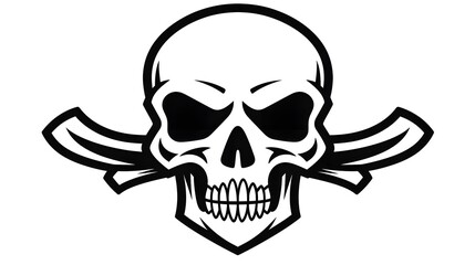 Obraz premium Professional Contour Skull with Bones and Danger Symbol for Death Concept