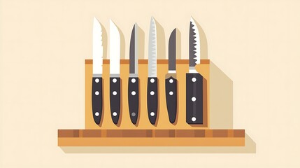 Kitchen Knife Set with Wooden Block.