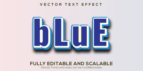 Bold Red 3D Vector Text Effect Design Featuring the Word "Blue" with Editable Styles.