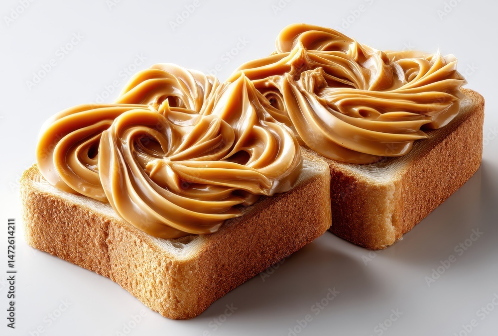 Aufkleber creamy peanut butter swirls on fresh slices of bread creating a delightful and appetizing breakfast 