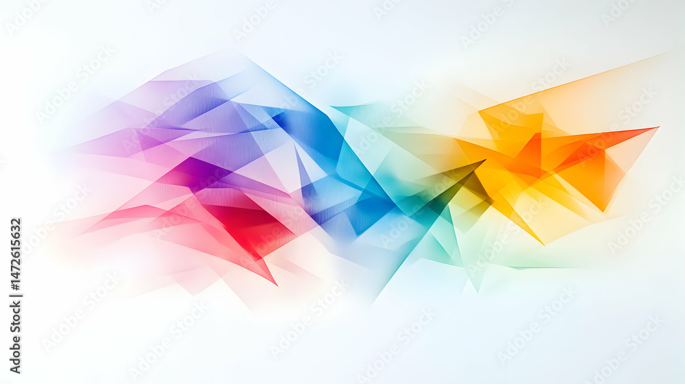 Poster abstract geometric shapes with vibrant color gradients creating a dynamic composition