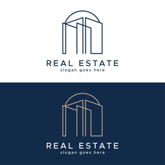 Modern Minimalist Real Estate Logo,  Clean Line House, Roof, and Property Design

