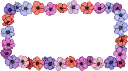 flower border frame with transparent background illustration colorful