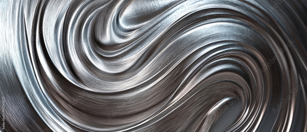 Aufkleber abstract swirling metallic texture with fluid flowing lines and shiny reflective surface creating dy