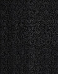 Black gothic damask pattern, heavy ornate detail, photography, wallpaper