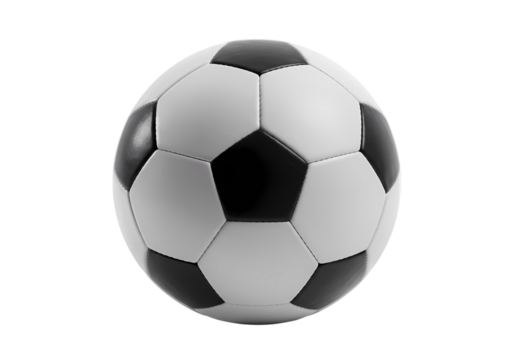 Classic Black and White Soccer Ball Image isolated on transparent background