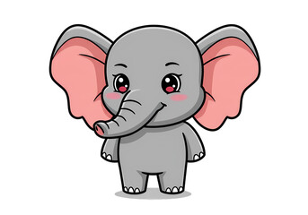 Naklejka premium Adorable Pixel Art Baby Elephant Cute Cartoon Illustration isolated on transparent background