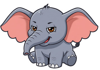 Naklejka premium Adorable Baby Elephant Cartoon Illustration Cute Elephant Image isolated on transparent background