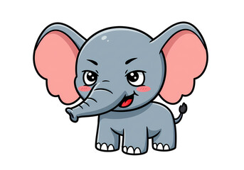 Naklejka premium Cute Cartoon Elephant Illustration Baby Elephant Clipart Adorable Elephant Drawing Animal Character Design isolated on transparent background