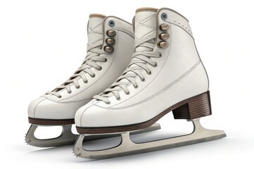 Realistic Pair of Figure Skates with Detailed Blade Design