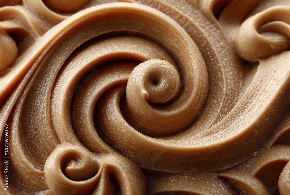 Aufkleber creamy swirls of peanut butter creating texture and depth in a close-up view perfect for food photog