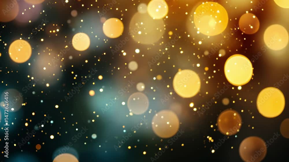 Poster glowing bokeh lights with sparkles creating a festive atmosphere for celebrations and events, glowin