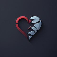 red heart on black background