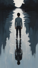 man on the lake