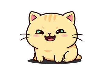 Fototapeta premium Cute Cartoon Cat Illustration isolated on transparent background