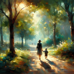 young woman walking in the park